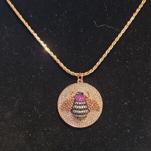Rose Gold Plated Bee Pendant Necklace